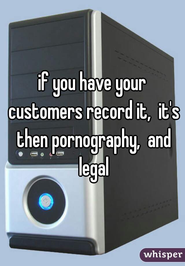 if you have your customers record it,  it's then pornography,  and legal