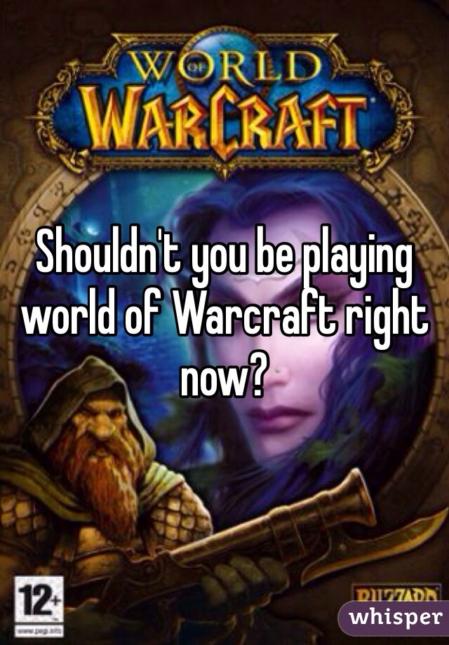 Shouldn't you be playing world of Warcraft right now?