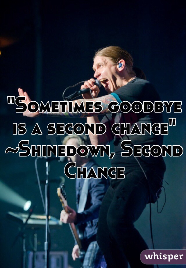 "Sometimes goodbye is a second chance"
~Shinedown, Second Chance