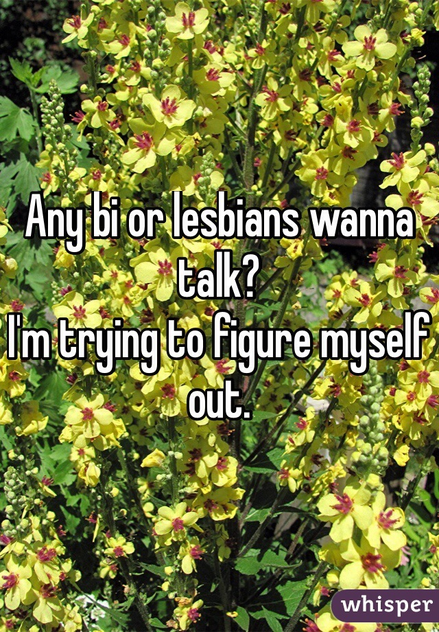 Any bi or lesbians wanna talk?
I'm trying to figure myself out.
