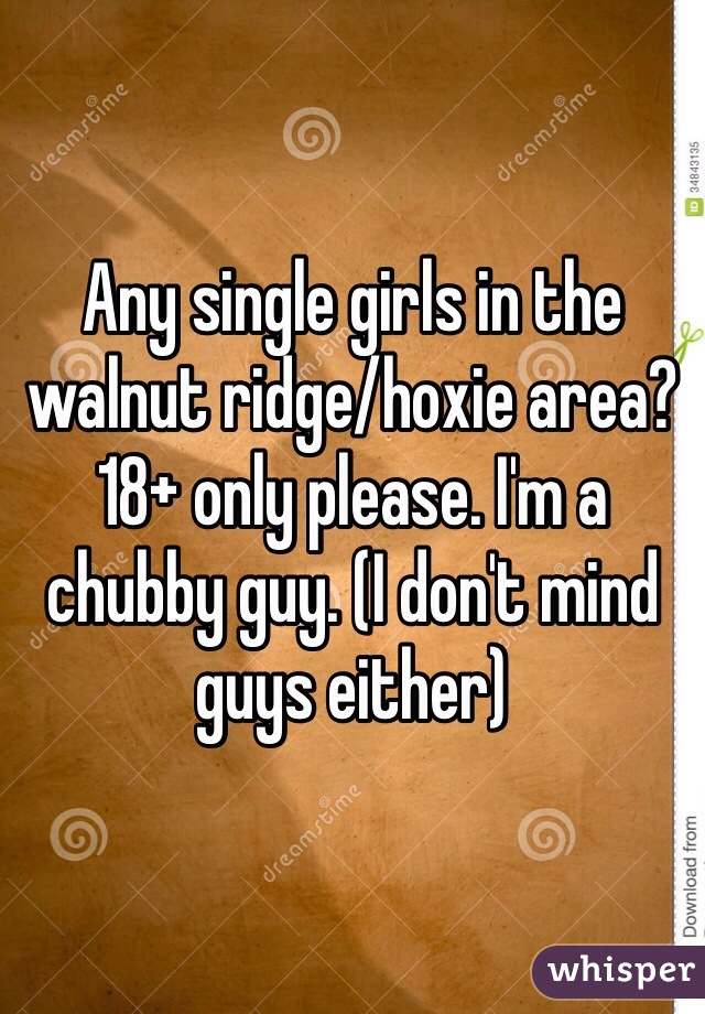 Any single girls in the walnut ridge/hoxie area? 18+ only please. I'm a chubby guy. (I don't mind guys either) 