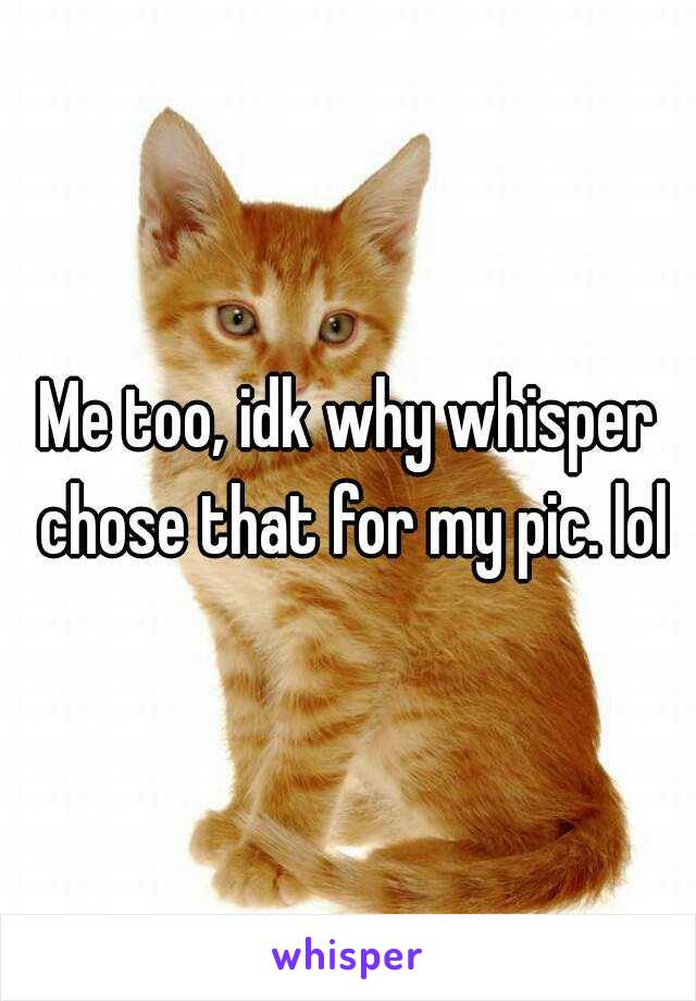 Me too, idk why whisper chose that for my pic. lol