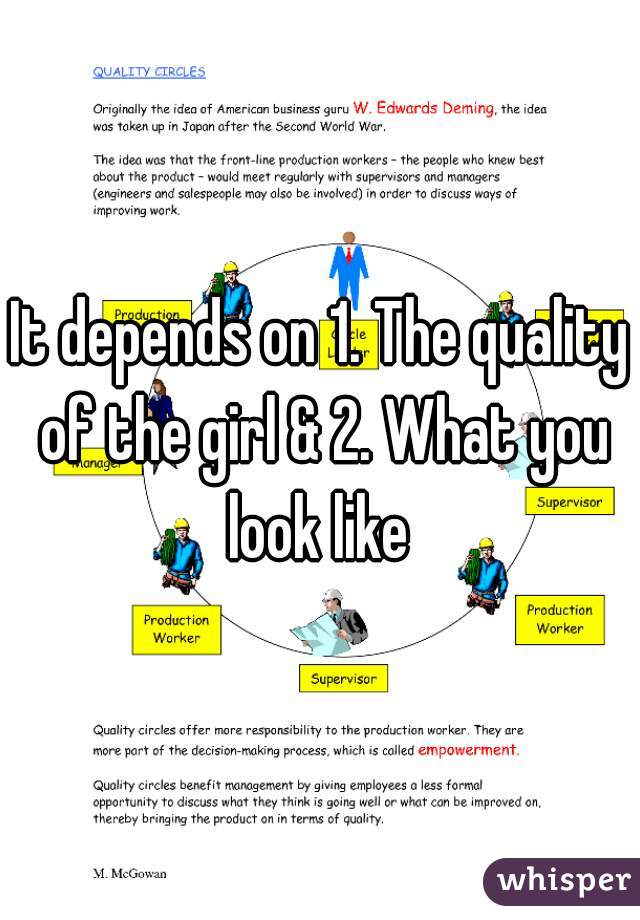 It depends on 1. The quality of the girl & 2. What you look like 