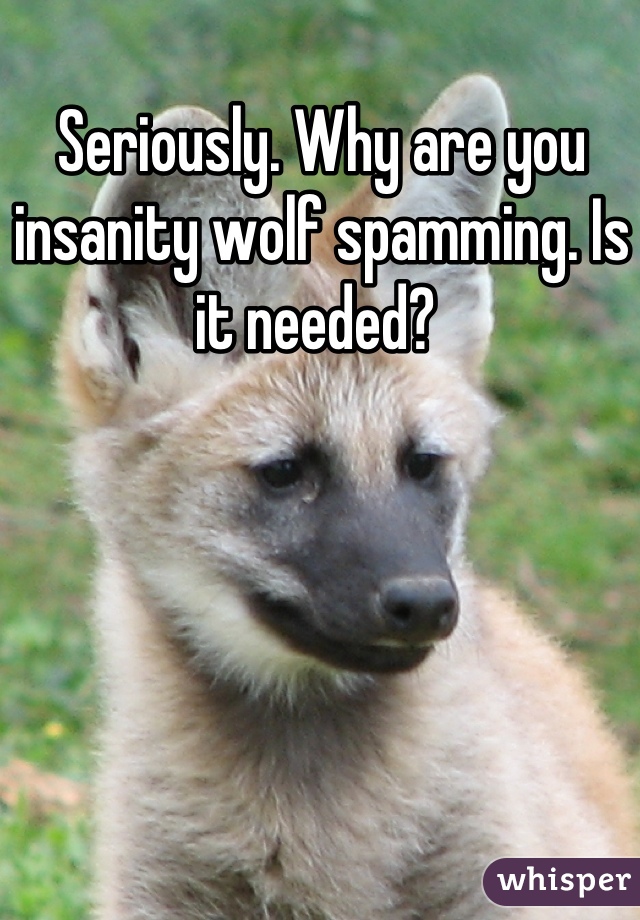 Seriously. Why are you insanity wolf spamming. Is it needed? 