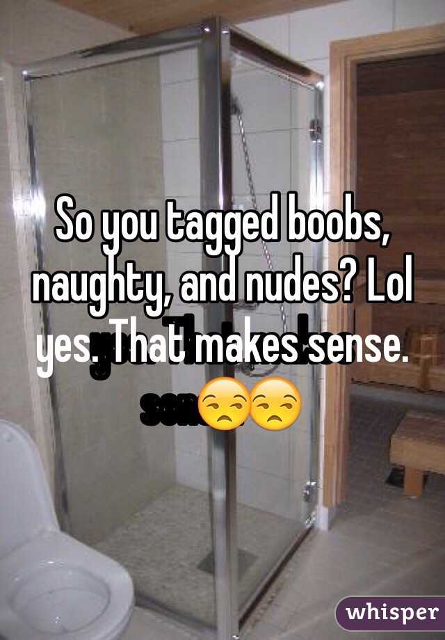 So you tagged boobs, naughty, and nudes? Lol yes. That makes sense.😒