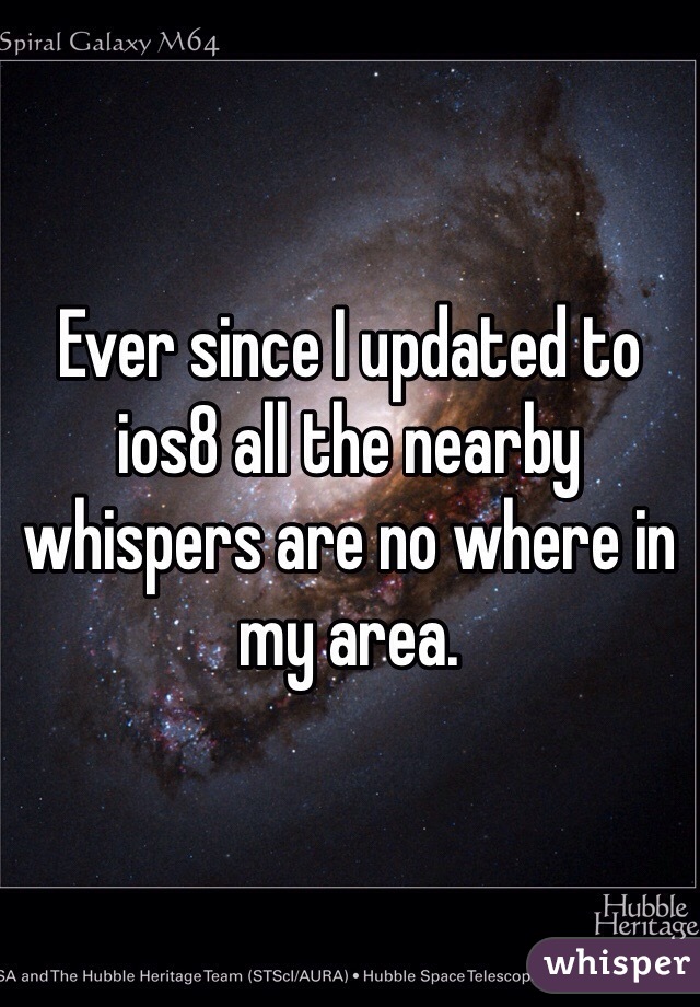 Ever since I updated to ios8 all the nearby whispers are no where in my area. 