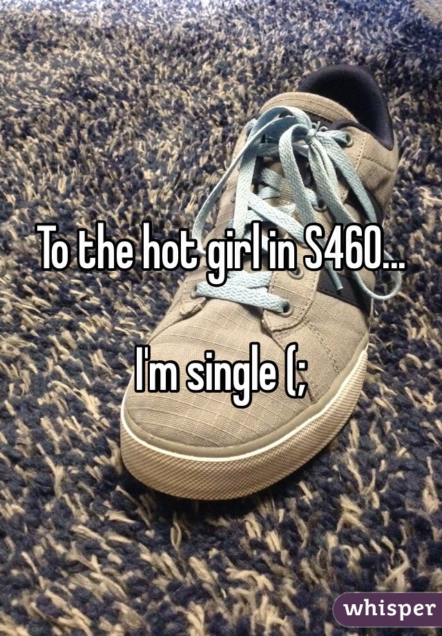 To the hot girl in S460...

I'm single (;