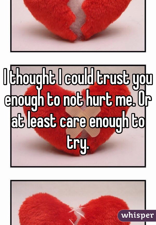 I thought I could trust you enough to not hurt me. Or at least care enough to try. 