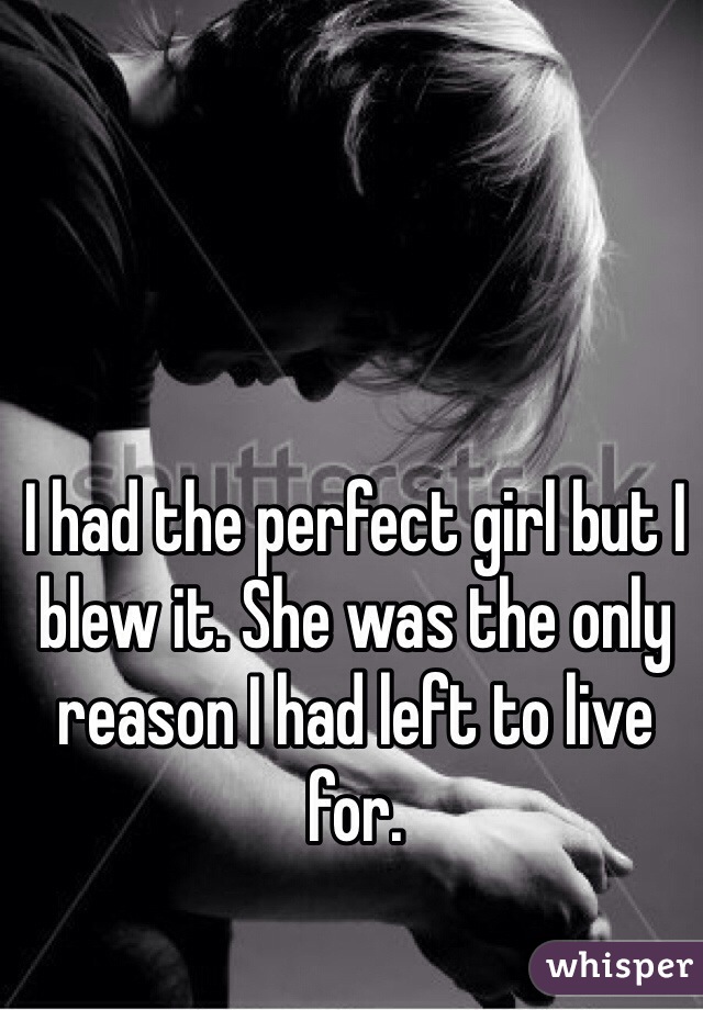 I had the perfect girl but I blew it. She was the only reason I had left to live for.