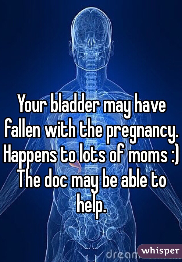Your bladder may have fallen with the pregnancy. Happens to lots of moms :)
The doc may be able to help. 