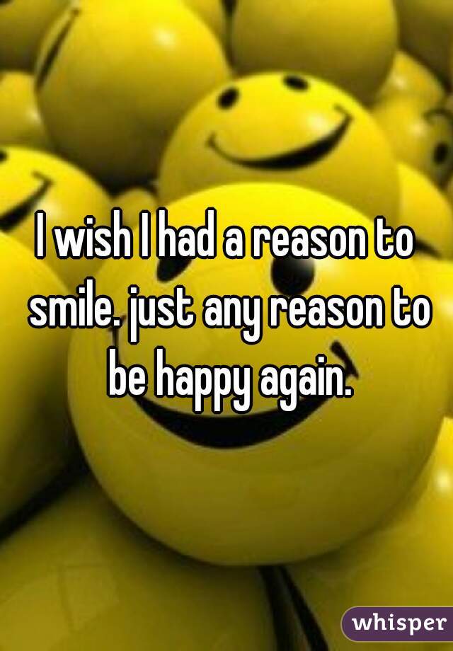 I wish I had a reason to smile. just any reason to be happy again.