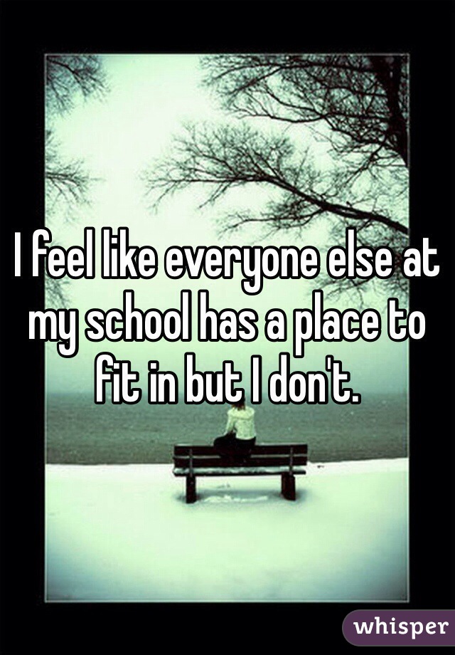 I feel like everyone else at my school has a place to fit in but I don't. 