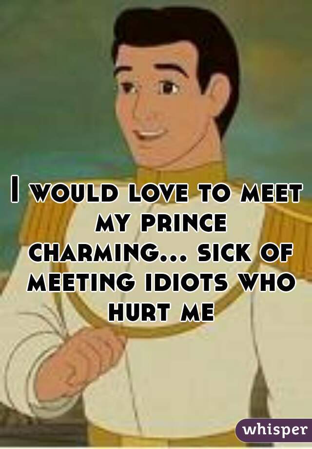 I would love to meet my prince charming... sick of meeting idiots who hurt me