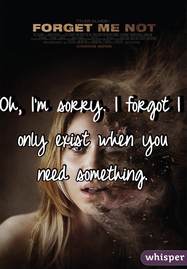Oh, I'm sorry. I forgot I only exist when you need something. 