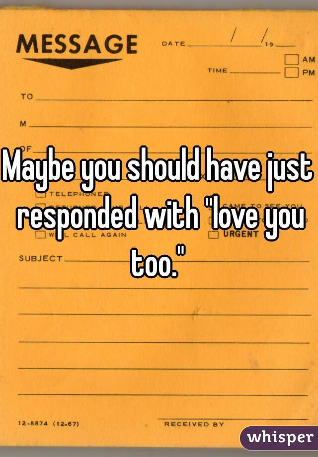 Maybe you should have just responded with "love you too." 