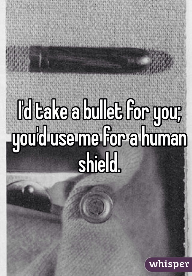 I'd take a bullet for you; you'd use me for a human shield.  