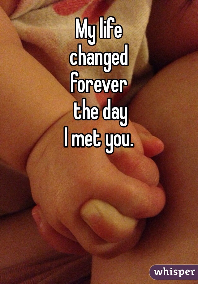 My life 
changed 
forever
 the day 
I met you. 