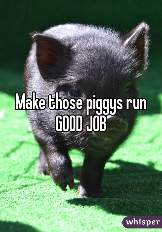 Make those piggys run
GOOD JOB