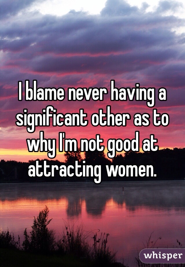 I blame never having a significant other as to why I'm not good at attracting women.