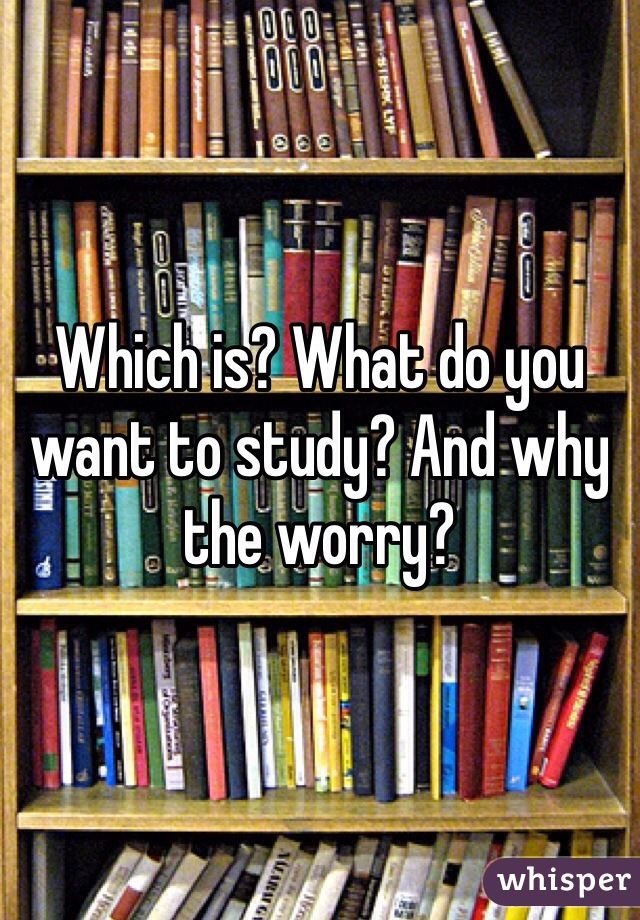 Which is? What do you want to study? And why the worry?