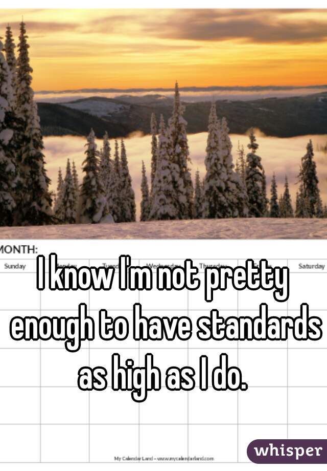 I know I'm not pretty enough to have standards as high as I do. 