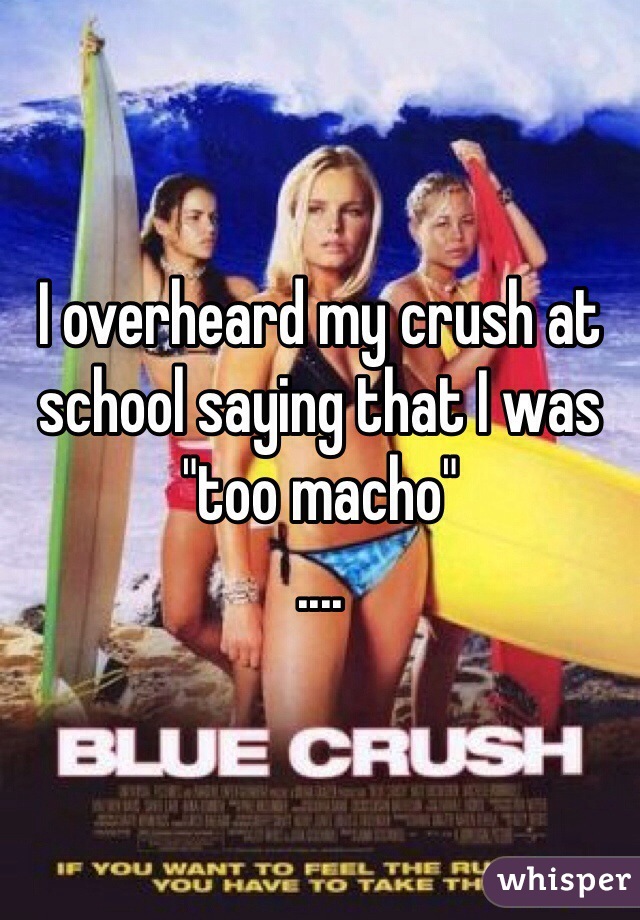 I overheard my crush at school saying that I was "too macho"
....