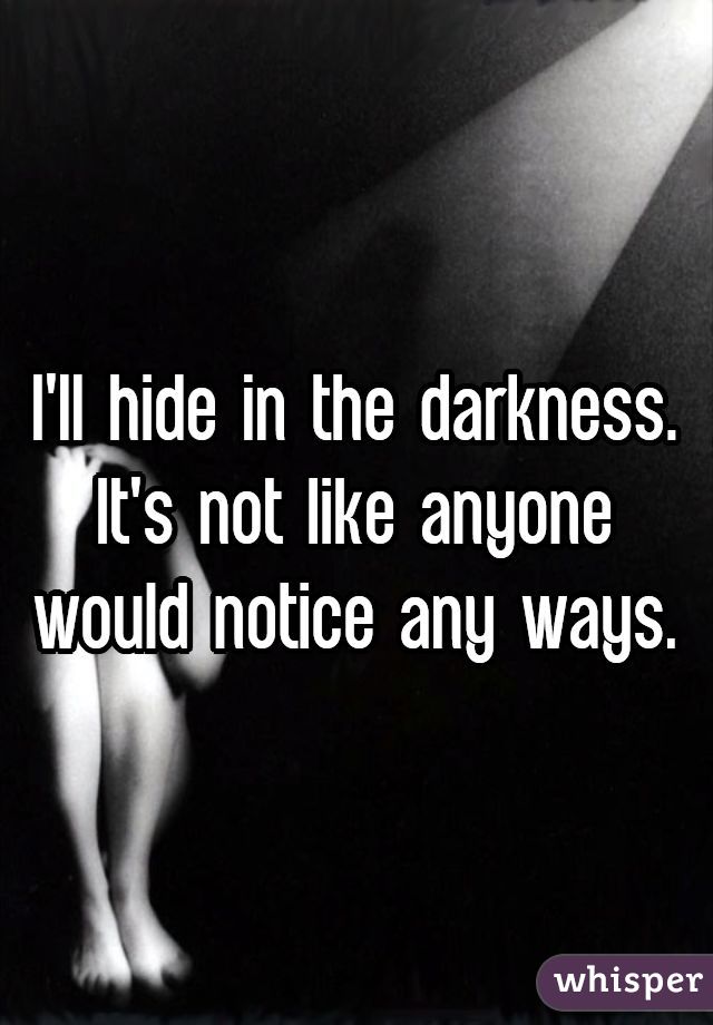 I'll hide in the darkness. It's not like anyone would notice any ways.