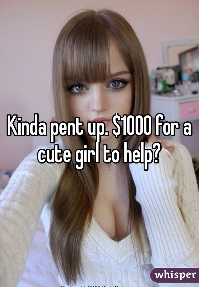 Kinda pent up. $1000 for a cute girl to help?