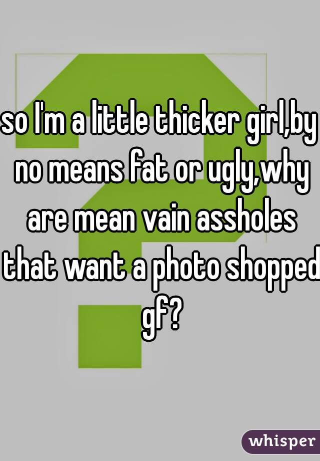 so I'm a little thicker girl,by no means fat or ugly,why are mean vain assholes that want a photo shopped gf?