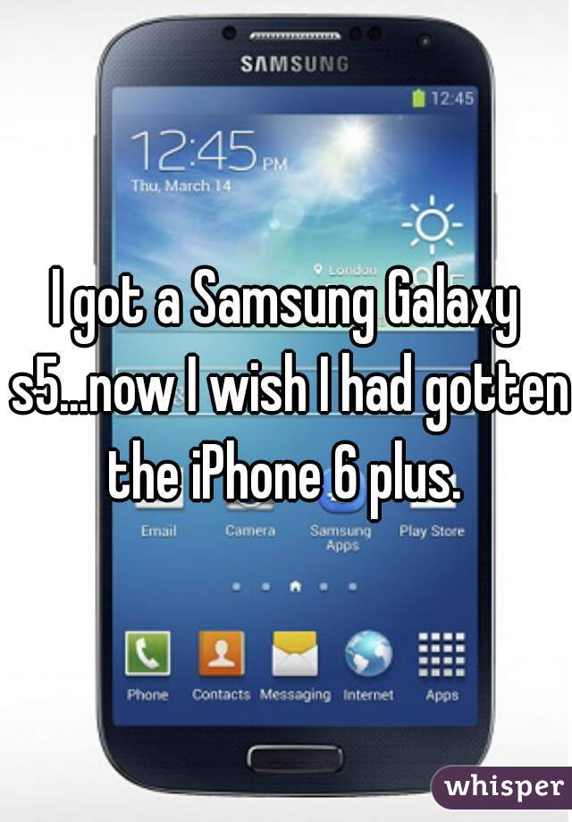 I got a Samsung Galaxy s5...now I wish I had gotten the iPhone 6 plus. 