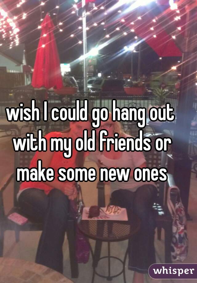 wish I could go hang out with my old friends or make some new ones