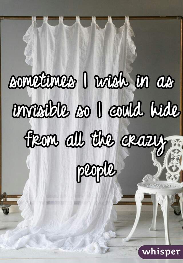 sometimes I wish in as invisible so I could hide from all the crazy people