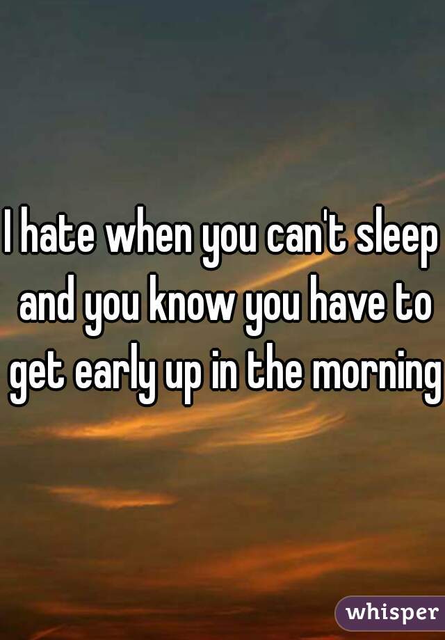 I hate when you can't sleep and you know you have to get early up in the morning 
