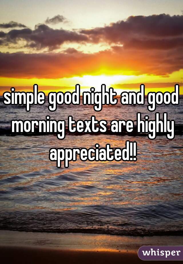 simple good night and good morning texts are highly appreciated!!