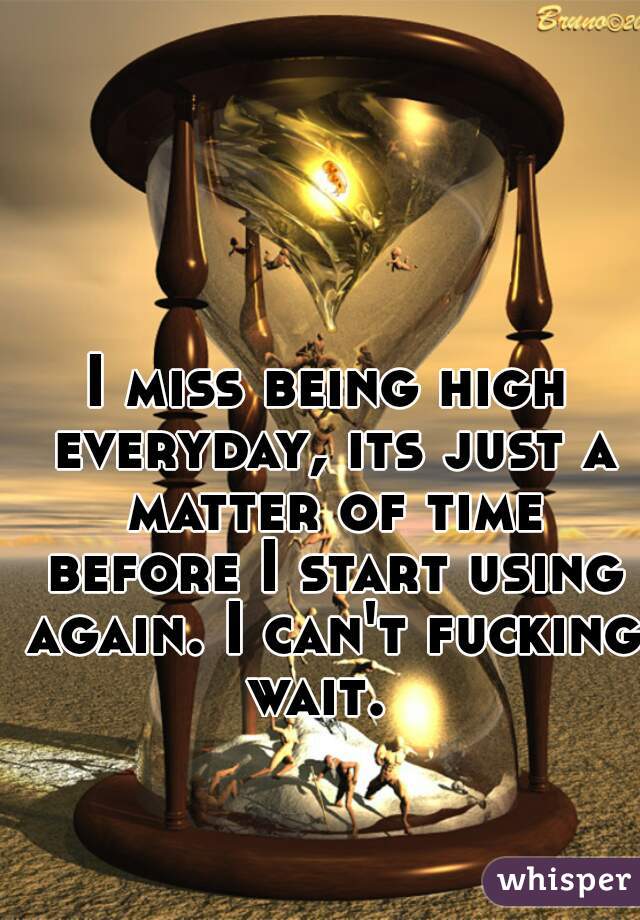 I miss being high everyday, its just a matter of time before I start using again. I can't fucking wait.  