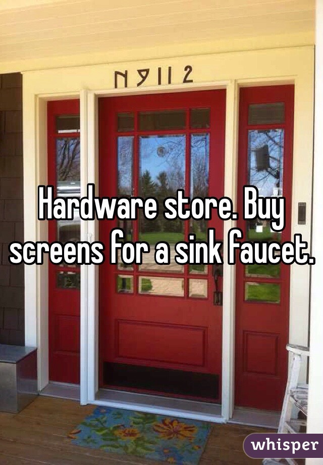 Hardware store. Buy screens for a sink faucet.