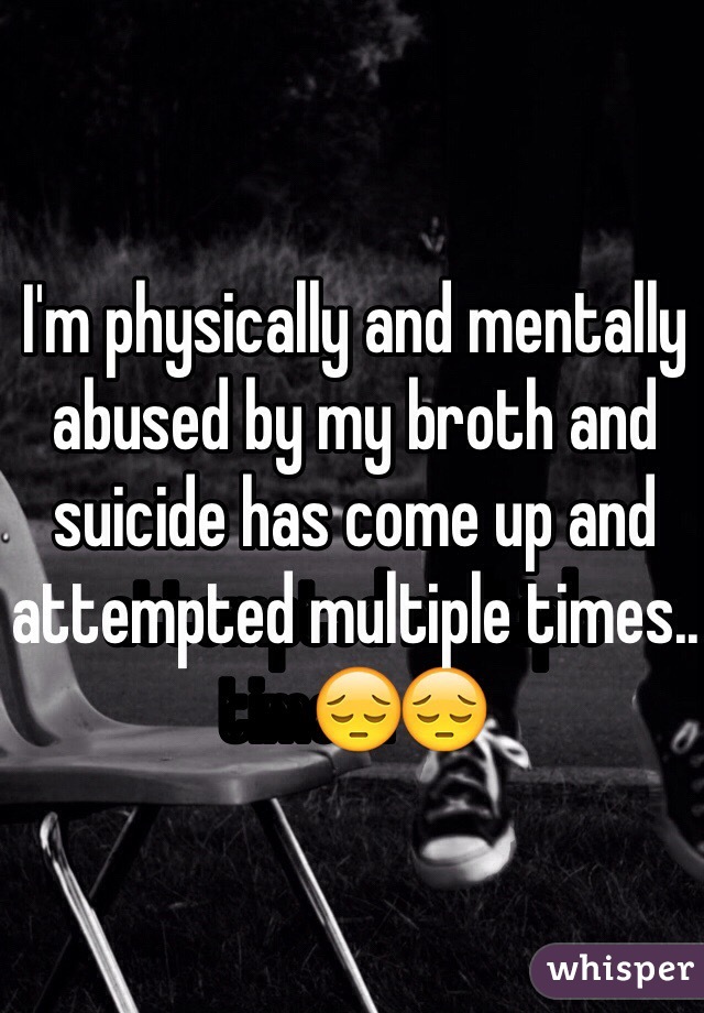 I'm physically and mentally abused by my broth and suicide has come up and attempted multiple times..😔