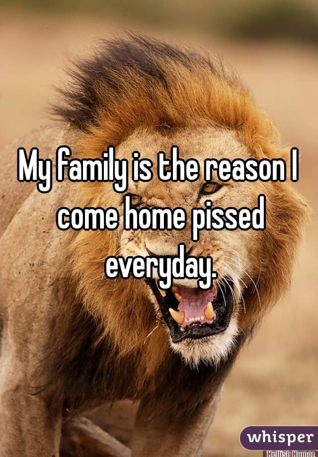 My family is the reason I come home pissed everyday.