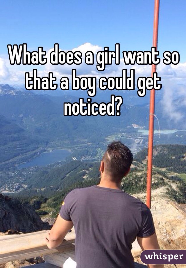 What does a girl want so that a boy could get noticed?