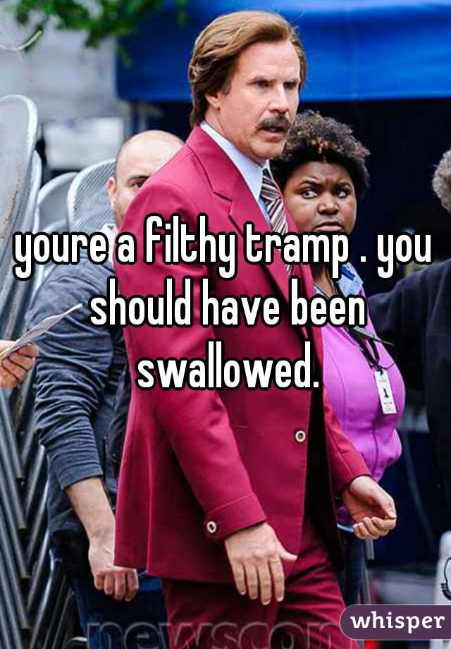 youre a filthy tramp . you should have been swallowed.