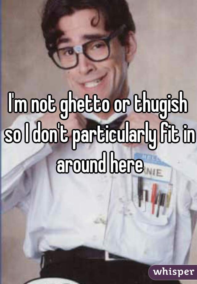 I'm not ghetto or thugish so I don't particularly fit in around here
