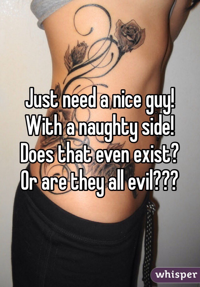 Just need a nice guy!
With a naughty side!
Does that even exist?
Or are they all evil???