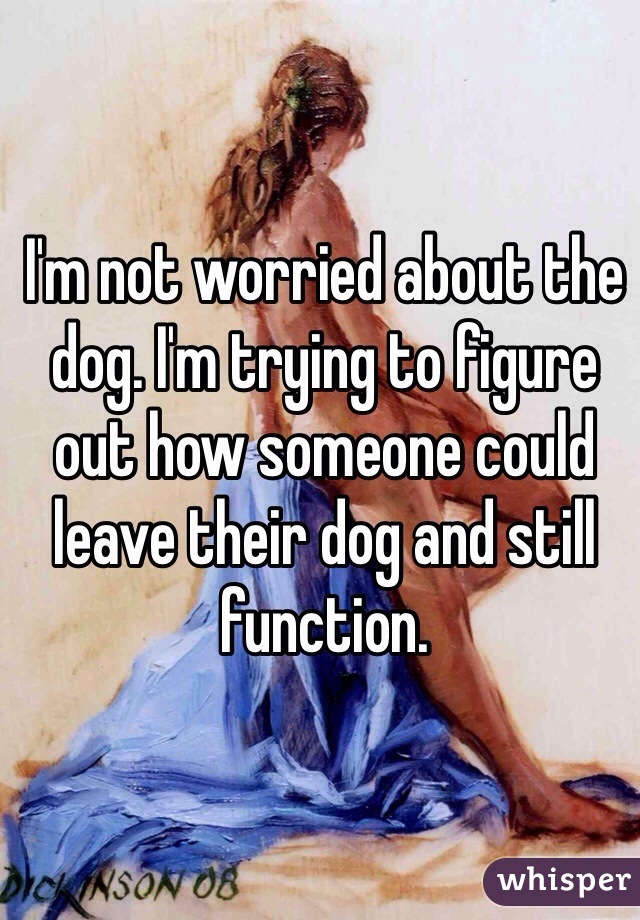 I'm not worried about the dog. I'm trying to figure out how someone could leave their dog and still function. 