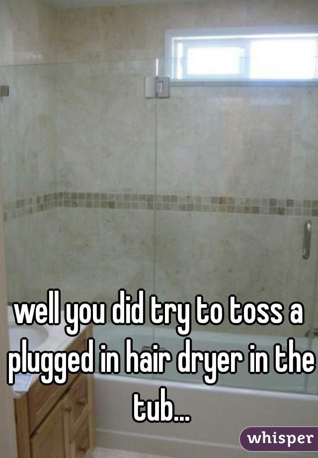 well you did try to toss a plugged in hair dryer in the tub...