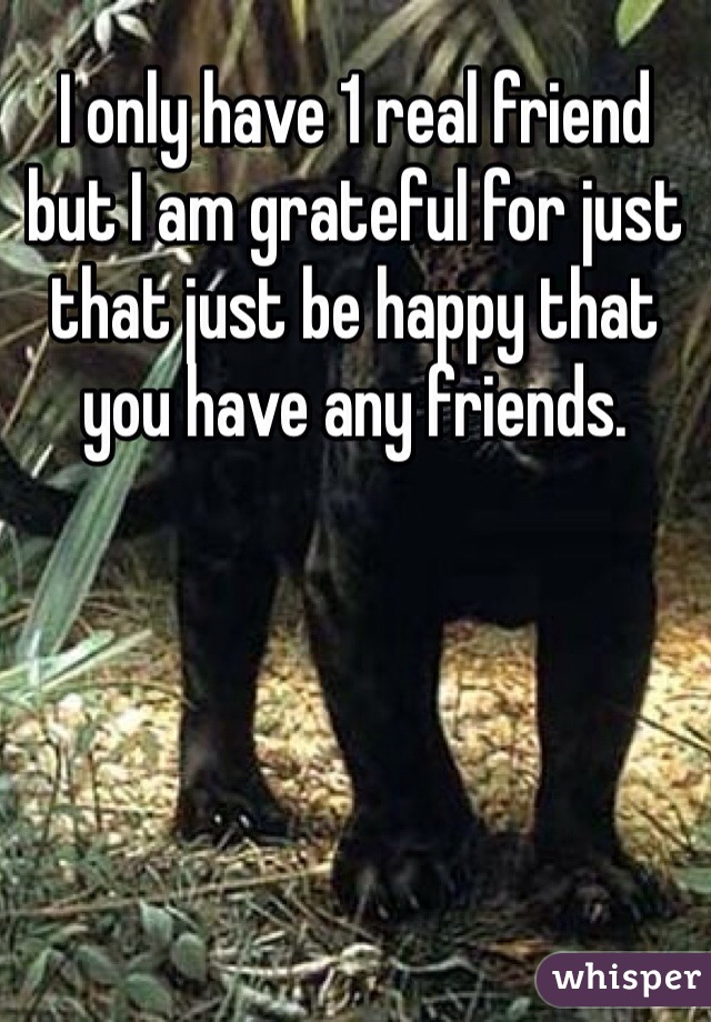 I only have 1 real friend but I am grateful for just that just be happy that you have any friends.