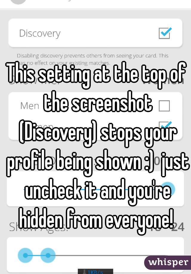 This setting at the top of the screenshot (Discovery) stops your profile being shown :)  just uncheck it and you're hidden from everyone! 