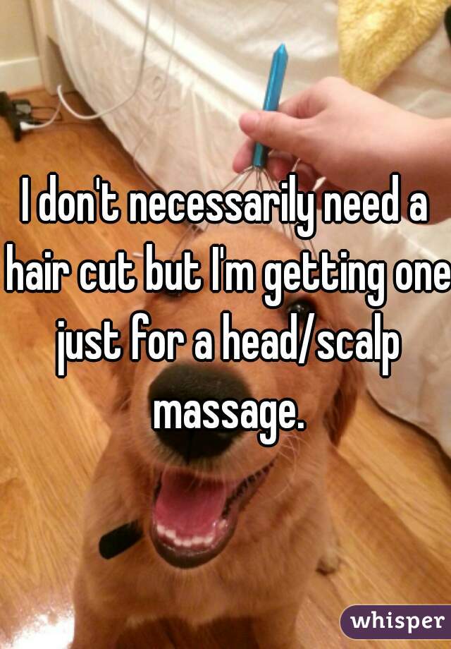 I don't necessarily need a hair cut but I'm getting one just for a head/scalp massage.