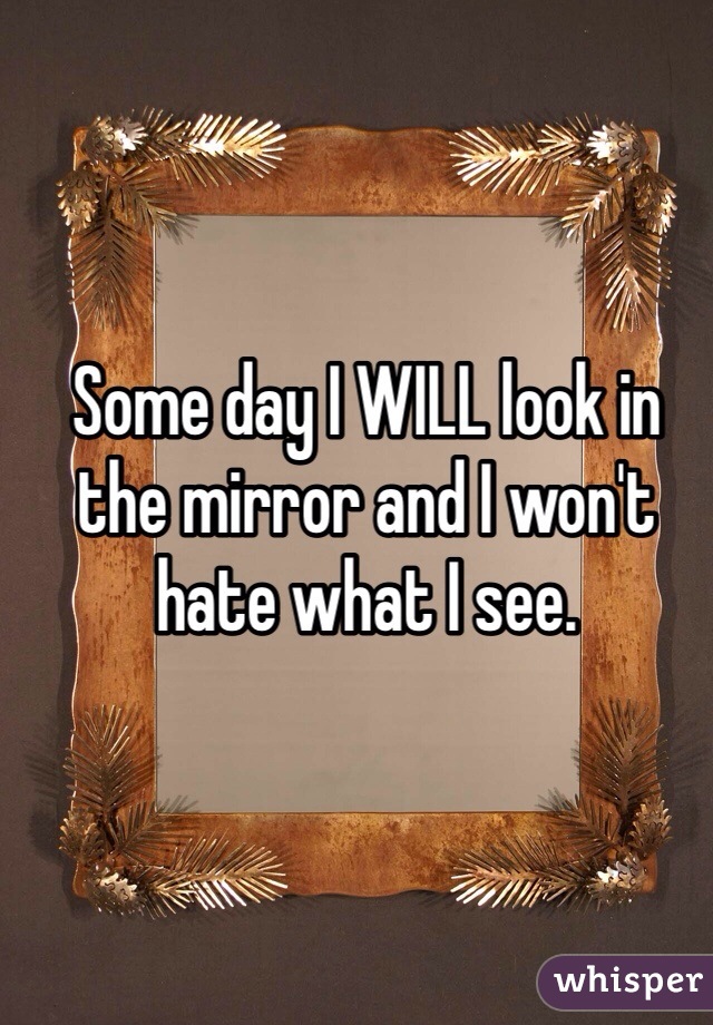 Some day I WILL look in the mirror and I won't hate what I see.
