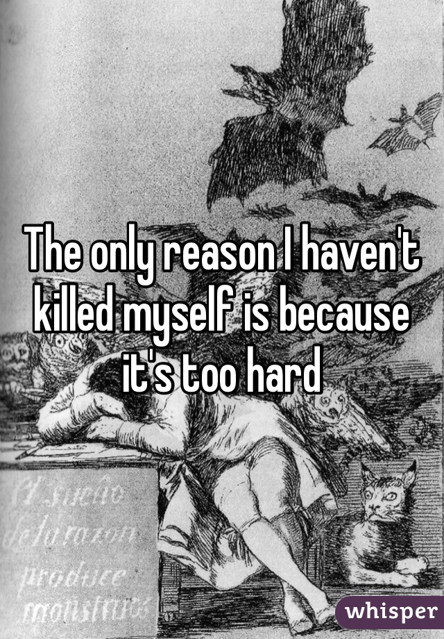The only reason I haven't killed myself is because it's too hard