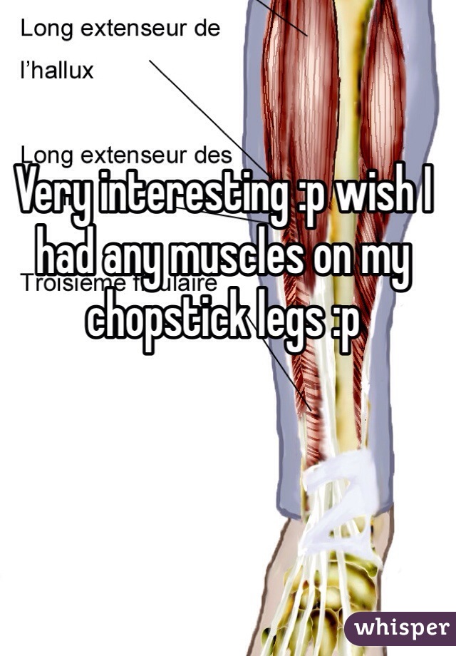 Very interesting :p wish I had any muscles on my chopstick legs :p